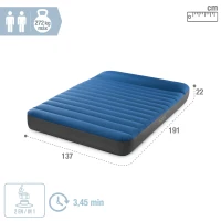 Colchón Hinchable Doble TruAire con Hinchador USB, 137x191x22 Cm, Gris(m-4)