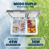 Outsunny Frigorífico Portátil Elétrico com Compressor 35L Dupla Zona Controlo App Luz LED Ecrã para Automóvel e Campismo Preto(m-5)