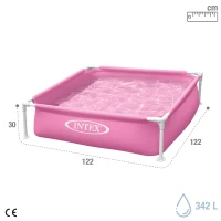 Piscina Desmontable Cuadrada Mini Frame 122x122x30 Cm, Rosa(m-4)