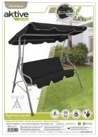 Balancín para Jardín 3 Plazas Toldo Inclinable, 180x107x160 Cm, Negro(m-9)