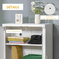 HOMCOM Armoire de bureau à 3 niveaux meuble de rangement bureau métallique 2 portes étagères réglables 75 x 33 x 110 cm blanc(m-6)