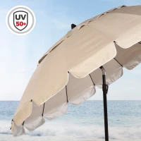 Sombrilla Playa Antiviento 16 Varillas Max Air, 240x145x236 Cm, Crema(m-3)