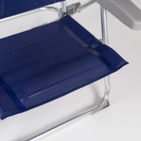Silla de Playa Plegado Slim con Mesa Extraíble y Cojín, 47x57x89 Cm, Azul Marino(m-7)