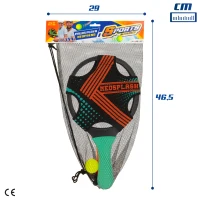 Set 2 Palas de Playa Neopreno y Plástico con Pelota, 21,5x38,5 Cm, Amarillo(m-7)