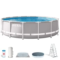 Piscina Redonda Desmontable Prisma Frame con Depuradora, 457x457x107 Cm, Gris Claro(m-1)