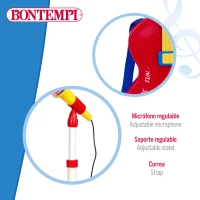 Guitarra Eléctrica Infantil Bontempi con Micrófono y Altavoz, 30x5,5x63 Cm, Rojo y Amarillo(m-4)