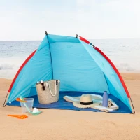 Paravientos Playa Plegable para 2 Personas con Suelo y Bolsillo, 62x8x9 Cm, Azul(m-3)