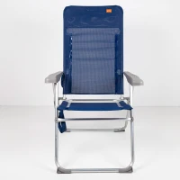 Silla de Playa Aktive Alta Multiposición Plegado Extraplano, 47x66x107 Cm, Azul Marino(m-5)