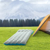 Colchoneta Hinchable para Camping 2 Capas Laminadas, 72x189x15 Cm, Blanco y Azul(m-5)