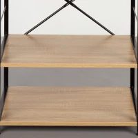 Mueble Auxiliar Cocina Acero y Melamina, 60x40x82 Cm, Roble(m-6)