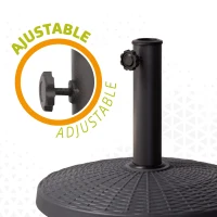 Soporte para Sombrilla Poliresina con Rosca Ajustable para Tubo 38/48 Mm, 44,5x44,5x33,5 Cm, Negro(m-4)