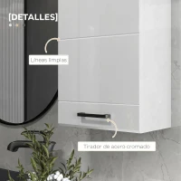 kleankin Mueble de Baño Colgar con Estante Ajustable para Cocina Lavadero Dormitorio Blanco Brillo(m-6)