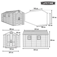 Caseta de Jardín Lifetime 7,8 M² con Suelo y Estanterías, 215x76x85 Cm, Beige(m-4)