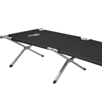 Cama Plegable Camping Aktive con Estructura de Aluminio, 190x64x42 Cm, Negro(m-5)