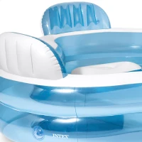 Piscina Hinchable Familiar 4 Asientos con Respaldo y 2 Posavasos, 229x229x66 Cm, Azul(m-5)