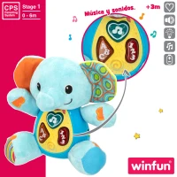 Peluche Elefante Educativo Que Habla con Luces y Sonidos, 16,5x9x16,5 Cm, Azul(m-3)