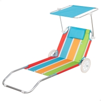 Carro Playa Tumbona 2 en 1 Estructura Aluminio 600D y Cojín Acolchado, 54x11x66 Cm, Azul