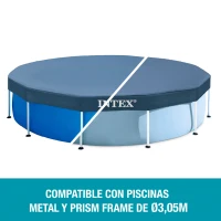 Cobertor Piscina Desmontable Intex para Metal y Prism Frame 305x305x25 Cm, Azul Marino(m-3)