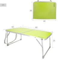 Mesa Plegable Aktive Aluminio y Tablero MDF, 60x40x25 Cm, Verde(m-4)