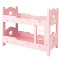 Litera de Madera para Muñecas Doble con Escalera, 31x16x26 Cm, Rosa Palo(m-1)