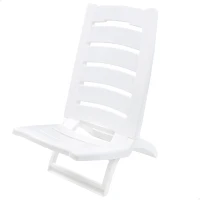 Silla de Playa Plegable Baja de Plástico, 34x50x65 Cm, Blanco(m-1)