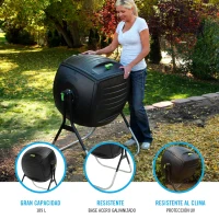 Compostador Doméstico Lifetime Ultrarresistente 189 L, 75x81x113 Cm, Negro(m-3)
