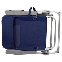 Silla de Playa Plegado Slim Multiposición con Cojín y Bolsillo, 47x58x87 Cm, Azul Marino(m-9)