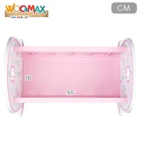 Cuna Balancín para Muñecas Madera Natural, 47x35x36 Cm, Blanco y Rosa(m-5)