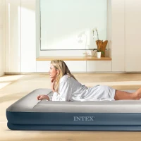 Colchón Hinchable Individual Intex Dura-Beam Estándar, Almohada Integrada, 99x191x30 Cm, Gris(m-6)