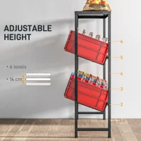 HOMCOM Raft depozitare, ajustabil în înălțime, metal stabil, design compact, capacitate de încărcare 210 kg, Negru(m-6)