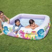 Piscina Hinchable Infantil con Toldo Extraíble, 157x157x122 Cm, Blanco y Lila(m-5)