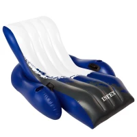 Sillón Colchoneta Hinchable Intex Ergonómico 2 Cámaras, 180x135 Cm, Blanco/Azul/Negro(m-1)