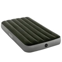 Colchón Hinchable 1 Plaza con Bomba de Pie Fiber-Tech, 99x191x25 Cm, Gris(m-1)