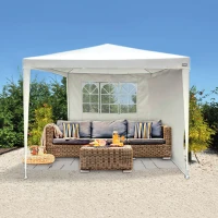 Cenador Desmontable para Jardín con 2 Paredes y Ventana, 270x270x240 Cm, Blanco(m-6)