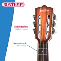 Guitarra Infantil Folk Bontempi 6 Cuerdas Afinables, 68 Cm, Madera(m-3)