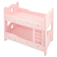 Litera de Madera para Muñecas Doble con Escalera, 31x16x26 Cm, Rosa Palo(m-2)