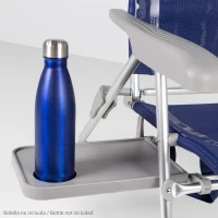 Silla de Playa Plegado Slim con Mesa Extraíble y Cojín, 47x57x89 Cm, Azul Marino(m-6)