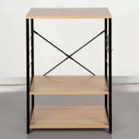 Mueble Auxiliar Cocina Acero y Melamina, 60x40x82 Cm, Roble(m-7)