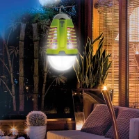 Lámpara Antimosquitos LED 2 en 1 Recargable, 9x9x15 Cm, Verde y Gris(m-7)