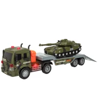 Camión Portacoches Militar Escala 1:16 con Luz y Sonido, 42x11,5x18,5 Cm, Verde(m-1)