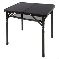 Mesa Plegable Camping Maletín Ajustable 27-56 Cm Antideslizante, 45x7x30 Cm, Negra(m-1)