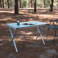 Mesa Plegable Camping Aluminio Antideslizante Desmontable, 20x14x107 Cm, Plateado(m-3)