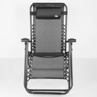 Silla Plegable Gravedad Cero Jardín con Estructura de Acero y Textileno, 86,5x13,5x67 Cm, Negro(m-8)
