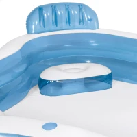 Piscina Hinchable Familiar 4 Asientos con Respaldo y 2 Posavasos, 229x229x66 Cm, Azul(m-3)