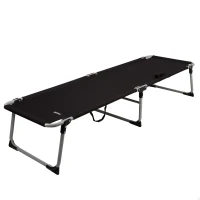 Cama Plegable Camping con Topes Antivuelco, 186x58x35 Cm, Negro(m-1)