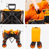 Carro Playa Plegable Aktive Ruedas 360º con Frenos Capacidad 100 Kg, 34x26,5x74,5 Cm, Azul(m-5)