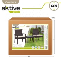 Conjunto Muebles de Jardín 2 Sillones y Mesa con Cojines, 54,5x59x79 Cm, Marrón Oscuro(m-8)