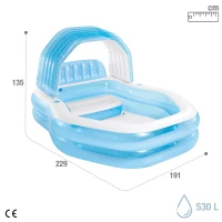 Piscina Hinchable Infantil con Sillón y Toldo, 229x191x135 Cm, Azul(m-4)