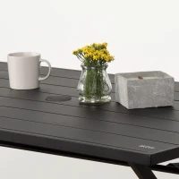 Mesa Plegable de Jardín de Acero Resistente 120x75x70 Cm, Negro(m-7)