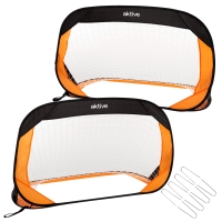 Pack de 2 Porterías de Fútbol Plegables Pop-Up, 120x80x80 Cm, Negro y Naranja